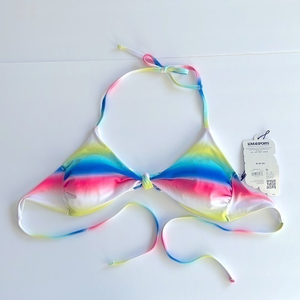 Juniors Love and Sports Swimsuit Bikini Top Bathing - M (8-10) Pastel/Rainbow‎